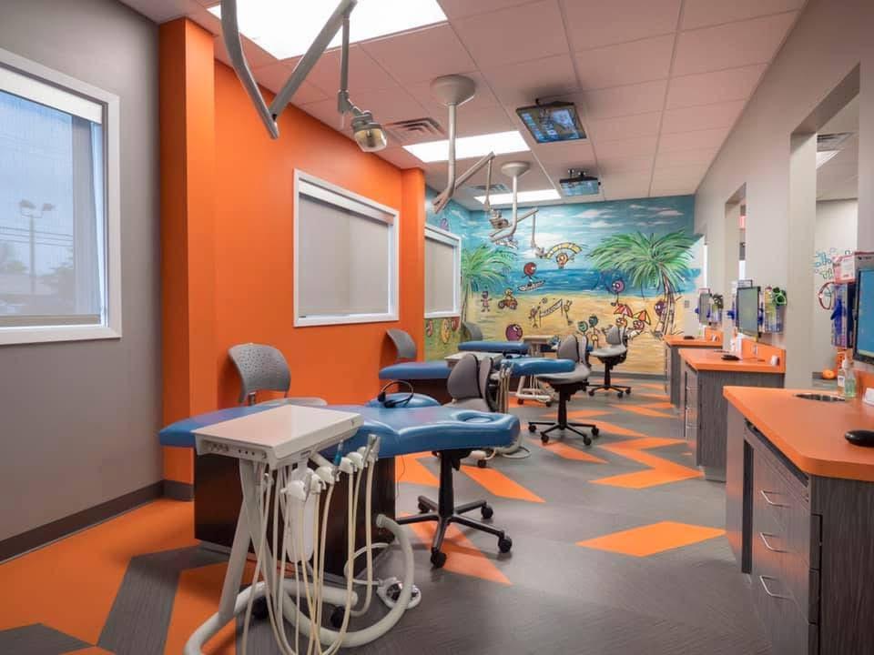 Colorful pediatric dental treatment room
